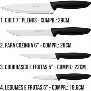 Jogo de Facas Tramontina Plenus 23498/064 - 4 Peças em Oferta na Shopee