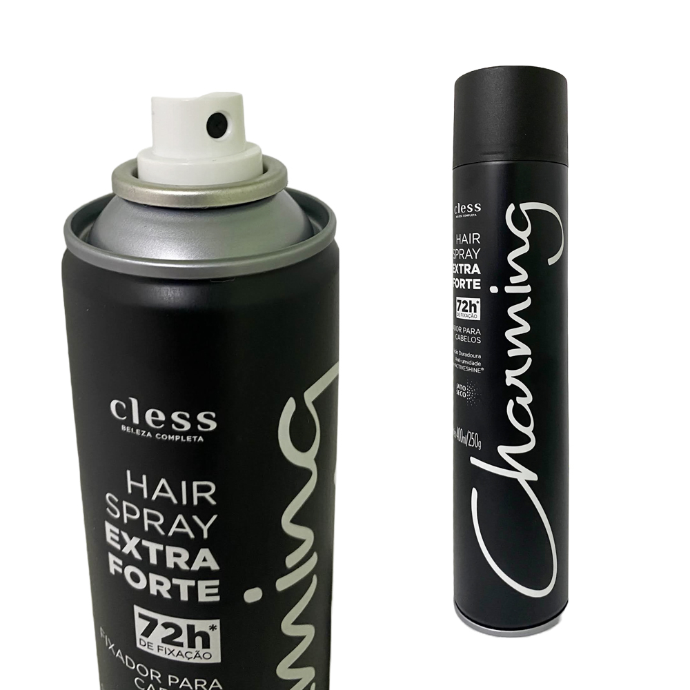 Spray Fixador Cless Charming Hair Extra Forte Black 400ml Jato Seco Fixação 72h · foto 2