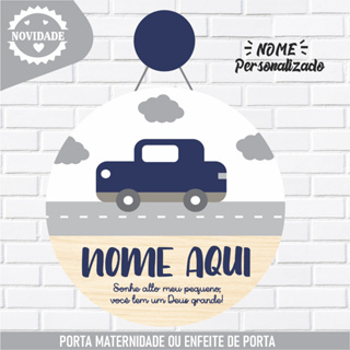 Porta Maternidade Nome Personalizado Carrinhos Carros - Enfeite de Porta Infantil (MOD-PM15) em Oferta na Shopee