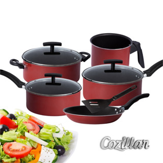 Jogo de Panelas Antiaderente 6 Peças com Tampa de Vidro Cozinha Completa Pop Lar em Oferta na Shopee