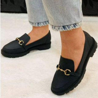 Mocassim Sapato Feminino Tratorado Detalhe Fivela Beira Rio
