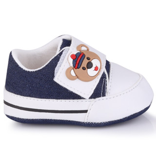 Sapato Bebê Cano Baixo Enfeite Emborrachado Urso Velcro Galileu Baby