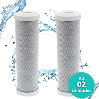Kit 2 Filtros Refil Carvão Ativado Carbon Block 10 - Para Filtragem e Tratamento de água em Oferta na Shopee