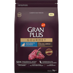 Ração GranPlus Gourmet Gatos Castrados Ovelha e Arroz 3kg