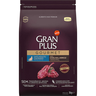 Ração GranPlus Gourmet Gatos Castrados Ovelha e Arroz 3kg em Oferta na Shopee