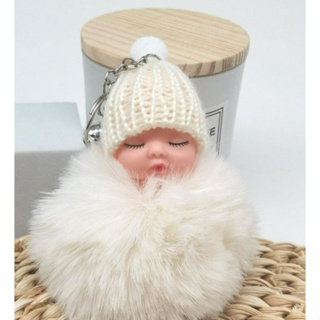 Chaveiro Com Pingente De Pompom De Pelo De Bebê Dormindo em Oferta na Shopee