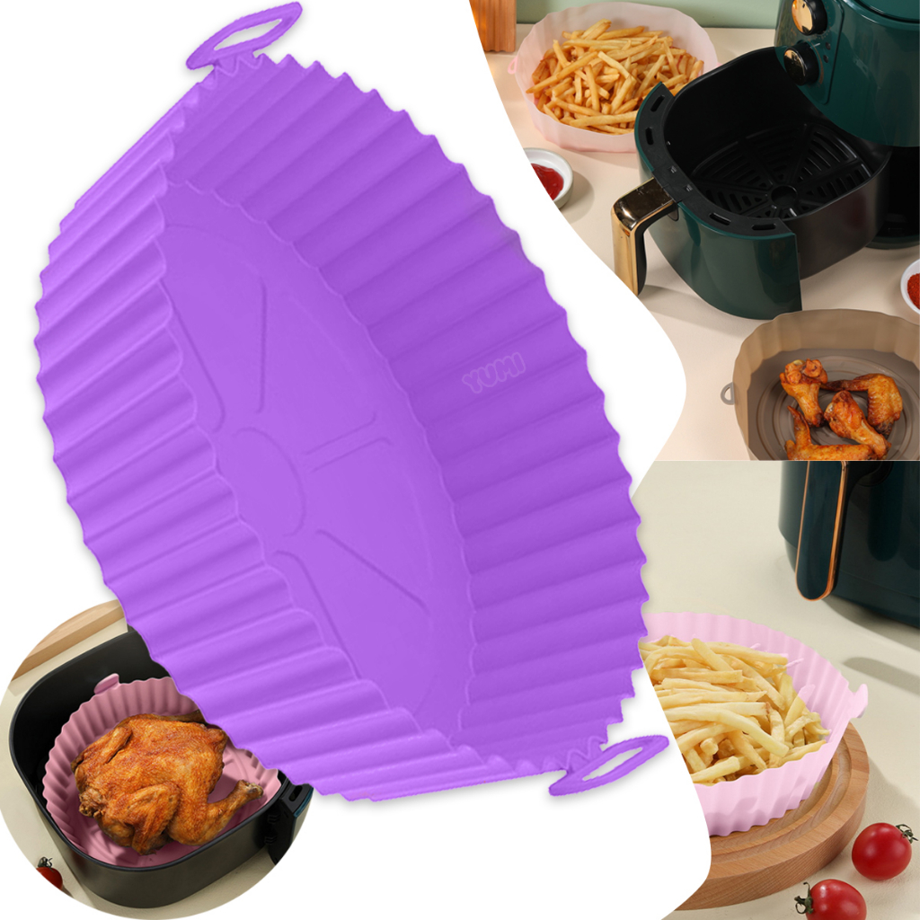 Cesto de Silicone Forma Redonda Air Fryer e Forno Fritadeira Elétrica com Alça Premium  + Garantia 1 ANO Original em Oferta na Shopee