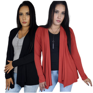 Kit 2 Cardigans Kimono Casquinho Feminino Curto Manga Longa Social Elegante em Oferta na Shopee
