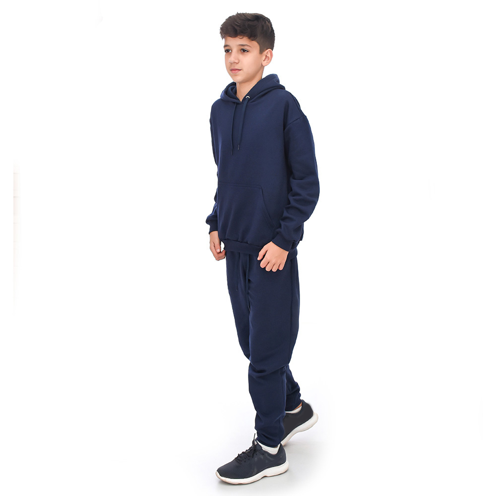 Conjunto Moletom Juvenil Blusa Canguru Capuz E Calça Azul Marinho
