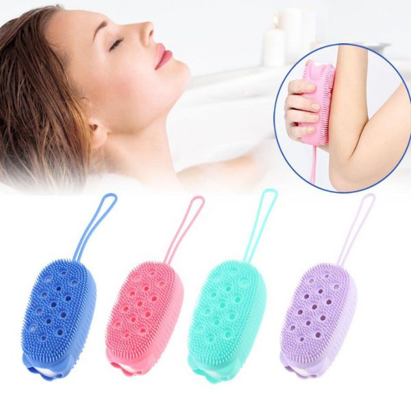 Esponja Bucha De Silicone Com Porta Sabão Escova Para Banho
