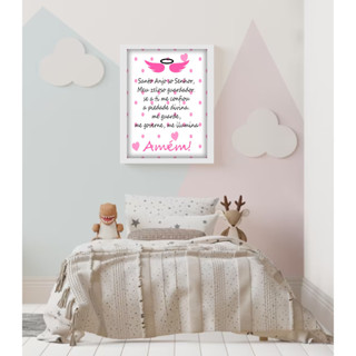 QUADRO DECORATIVO PARA QUARTO INFANTIL FEMININO SANTO ANJO DO SENHOR