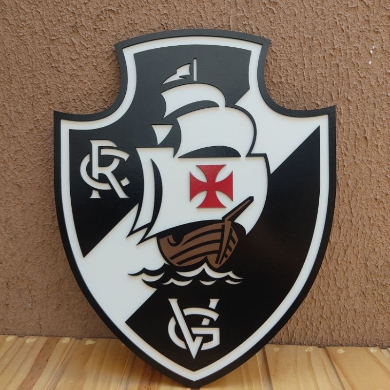 Placa aplique em MDF decoração time de futebol escudo Vasco 2023 3D