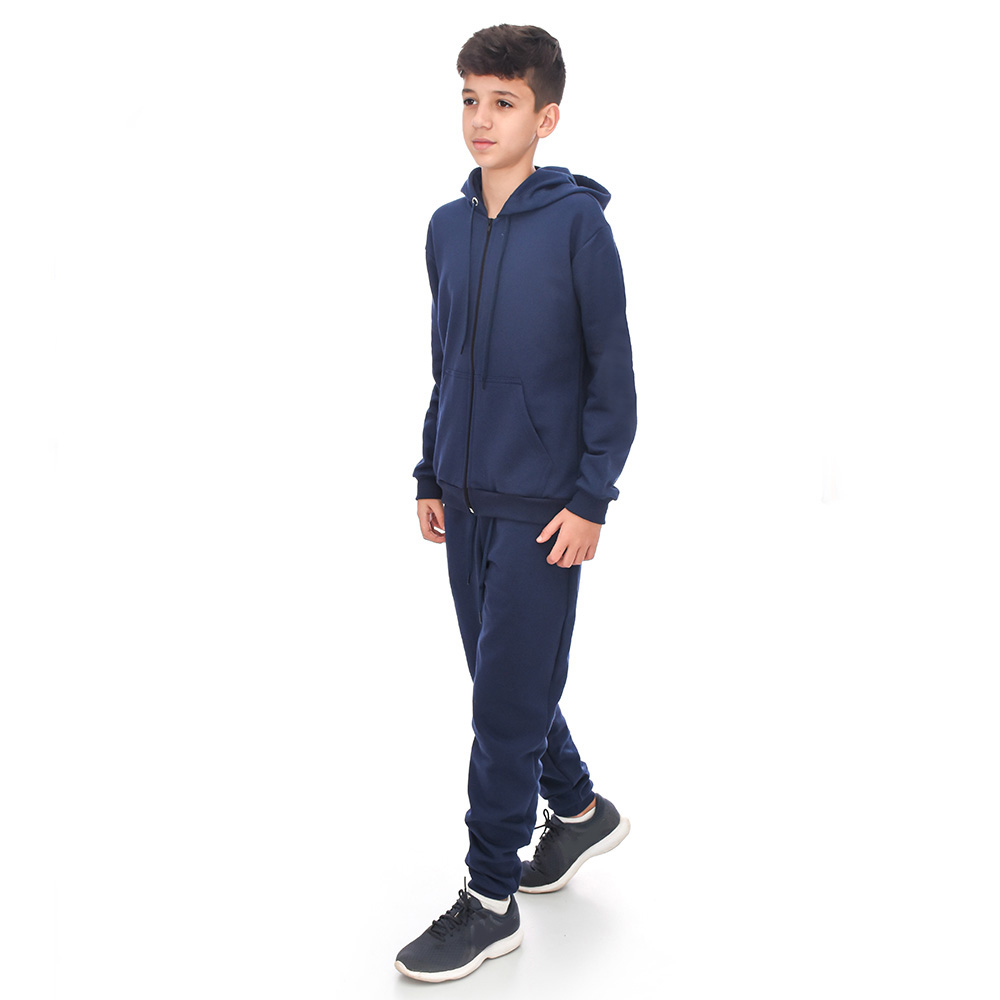 Conjunto Moletom Juvenil Blusa C/ Zíper Calça Azul-Marinho