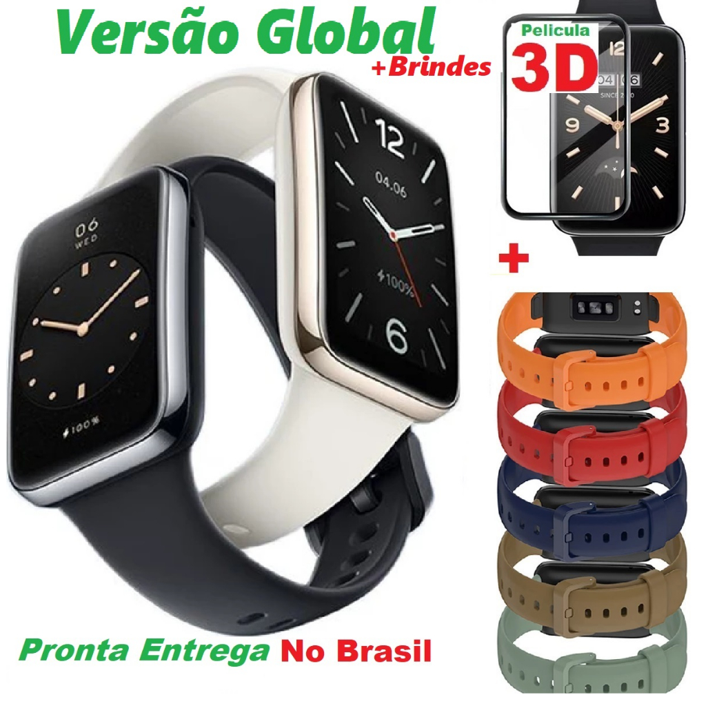 Xiaomi Mi Band 7 Pro GPS + Película 3D +1 Pulseira Relógio Original Versão Global - Smartwatch-Smart-Band - Pronta entrega -No Brasil + Pulseira Inteligente Tela AMOLED 6 Cor Oxigênio No Sangue Traker Bluetooth À Prova D'água120 Modos De Esporte SpO2