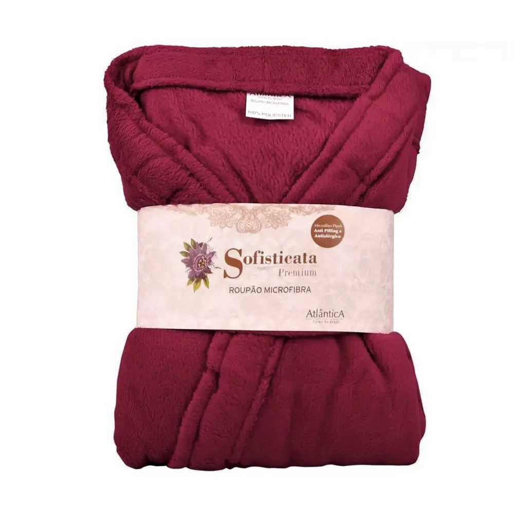 Roupão Microfibra Feminino Toque Macio Manga 3/4 180g/m²