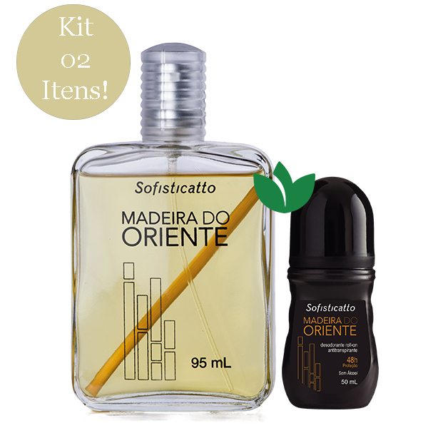 Colônia Madeira do Oriente 95mL + Desodorante Roll-on Madeira do Oriente 50mL Kit 2 Itens Sofisticatto