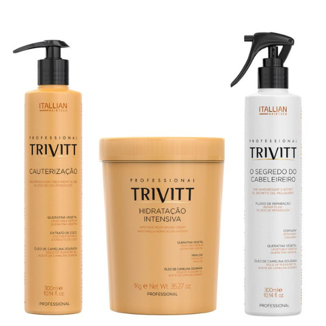 Trivitt Hidratação 1kg + Cauterização + Segredo Do Cabeleireiro 300 ml