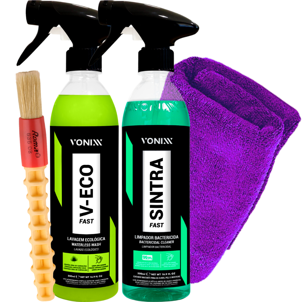 V-Eco Fast Lava a Seco + Sintra Fast Bactericida Vonixx + Pano Pincel em Oferta na Shopee