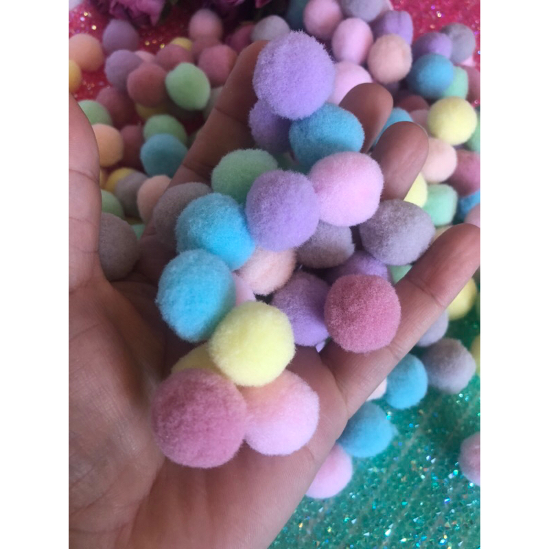Pompom Bolinha Microfibra poliester 20mm cores claras -20unid