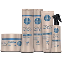 Kit Bendito Loiro Haskell 5 Produtos, Shampoo 300ml, Condicionador 300ml, Máscara 300gr, Proteína Capilar 150g, Fluido Proteico 120ml
