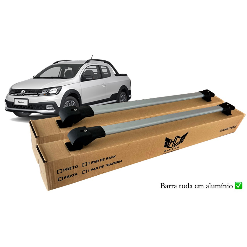 Rack Travessa de Teto Volkswagen Vw Saveiro Cross 2010 A 2019 Bagageiro Slim Barra Alumínio