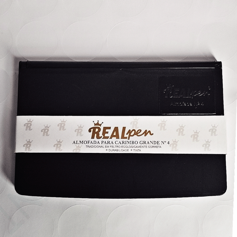 Almofada para Carimbo Real Pen Feltro Plástica, cor preta 04