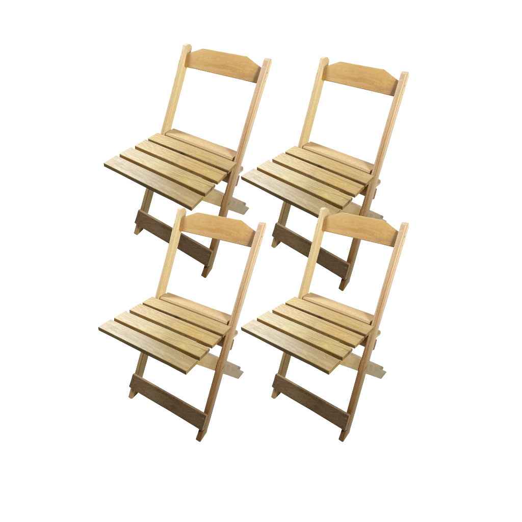 Cadeiras Dobrável P/ Bar Madeira Natural 4un achadinhos da shopee