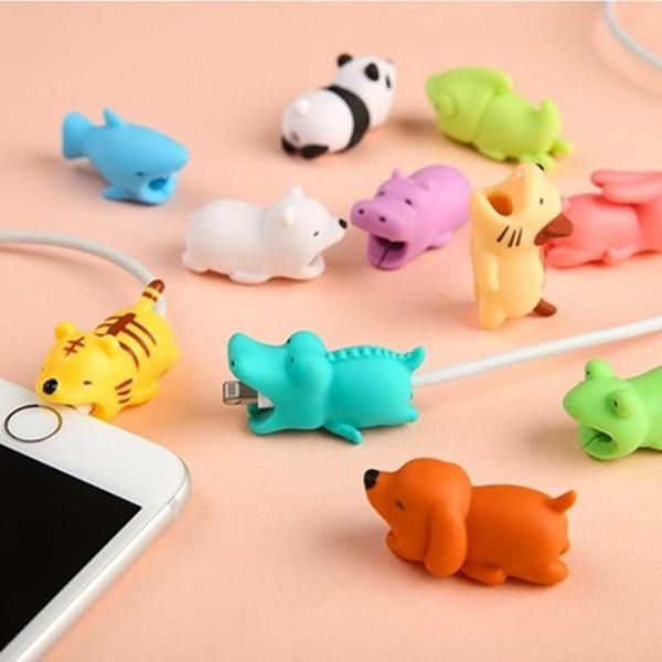 Kit 10 Protetor de Cabo Carregador Fio USB iPhone Apple Smartphone Android Desenhos Animais Bichinhos Proteção e Decoração Fio Fofos Animados Universal