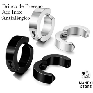 Brinco Masculino Argola Pressão Não Precisa de Furo Aço Inoxidável Antialérgico em Oferta na Shopee