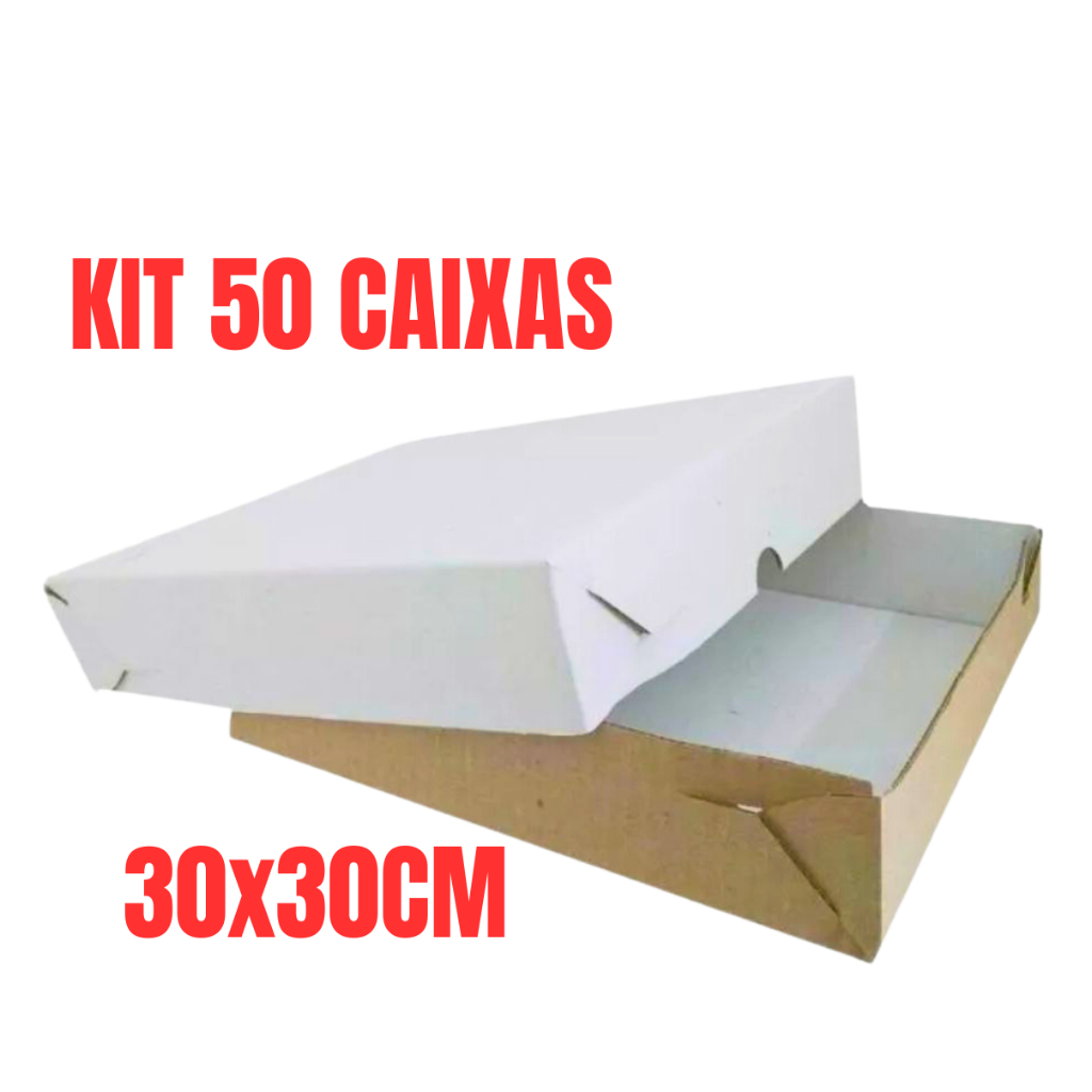 Caixa Para Esfihas Salgados Doces Embalagem Quadrada 30x30cm - 50 unidades (50 tampas e 50 fundos)