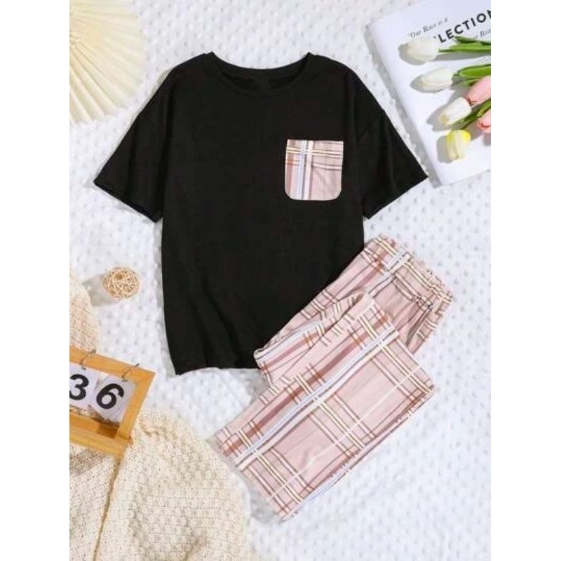 Pijama infantil juvenil unissex camisa e calça xadrez meia estação super confortável 8 a 14 anos