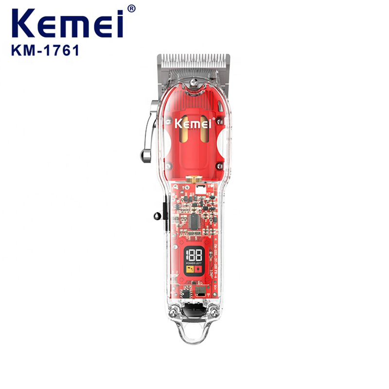 Máquina de corte cabelo profissional Kemei KM - 1761 transparente visor digital LCD original Bivolt — imagem 2 de 2