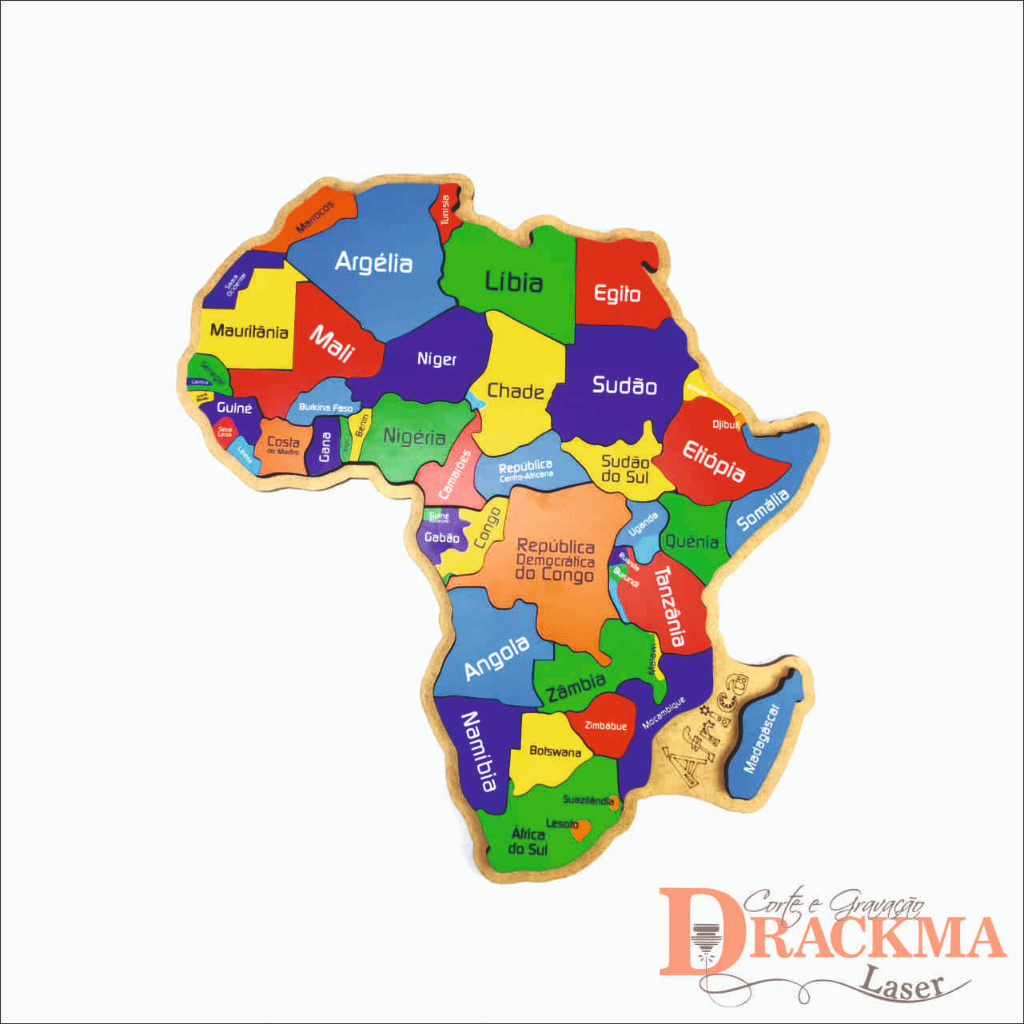 Quebra-Cabeça Mapa da África - Montessori em MDF, Educativo e pedagogico Países e Capitais em Oferta na Shopee