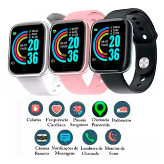 Y68 Smartwatch D20 1, 44 polegadas cor destaque frequência cardíaca pressão arterial bluetooth pulseira de esportes
