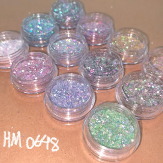 Kit 12 Glitter Flocado Para Unhas Lantejoulas Encapsulada Nails Decoração HM-0648 COM BRANCO