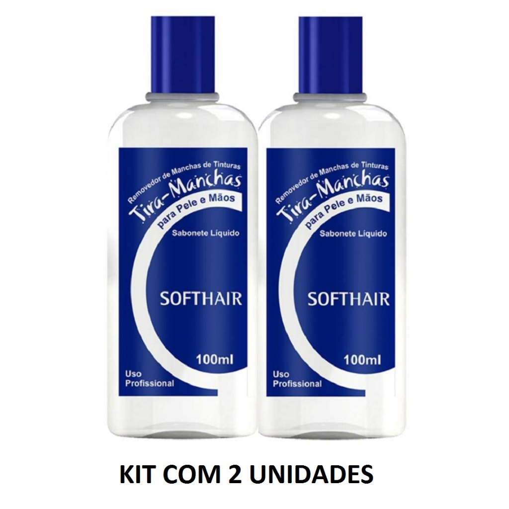 SOFTHAIR TIRA-MANCHAS DE TINTURA CAPILAR 100ML (TAMPA AZUL) KIT COM 2 UNIDADES