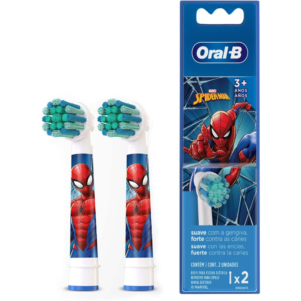 Refil para Escova de Dentes Elétrica Infantil - Oral-B Spiderman 2 Unidades