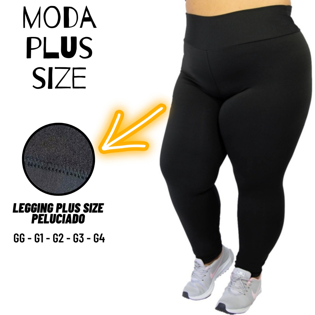 Legging Plus Size Peluciada Grosso Em Suplex Macio Flanelada Cintura Alta Zero Transparencia GG G1 G2 G3 G4