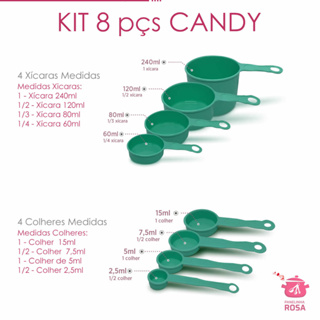 Xicaras e colheres medidas medidores 8 peças - Candy - Medidas exatas para suas receitas em Oferta na Shopee