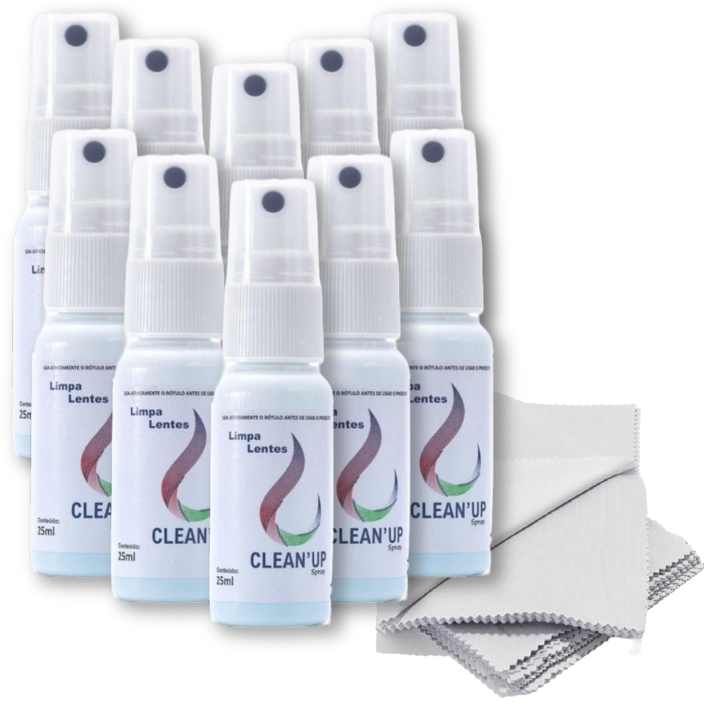 Kit de Limpa Lentes e Telas Clean Up 25ml Óculos Tv LCD Plasma Celular + flanelas em Oferta na Shopee