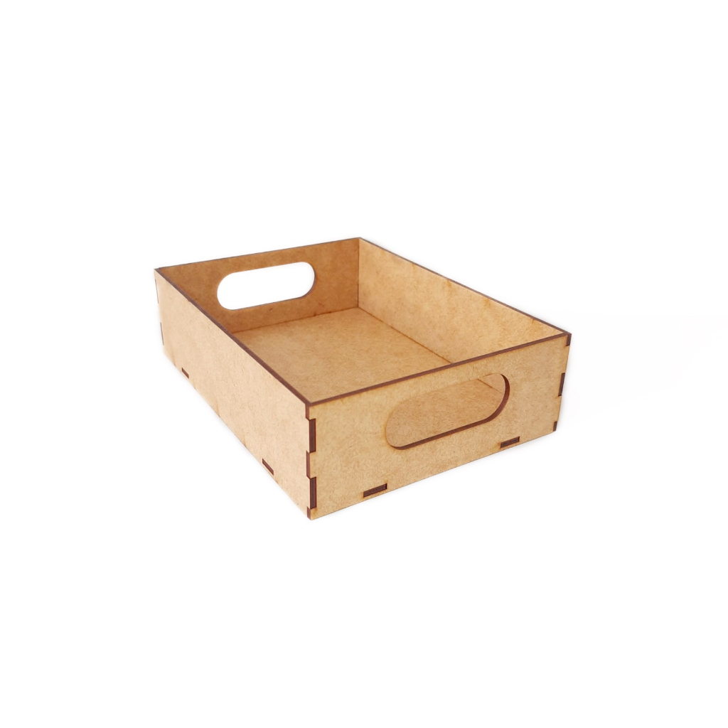 Kit 5 unidades Bandeja Reta Lisa Simples com Alça - 15x20 - MDF Cru