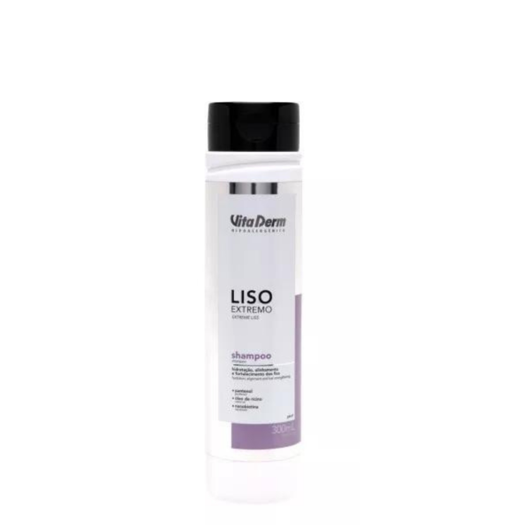 Shampoo Liso Extremo 300ml Vita Derm Efeito De Salão