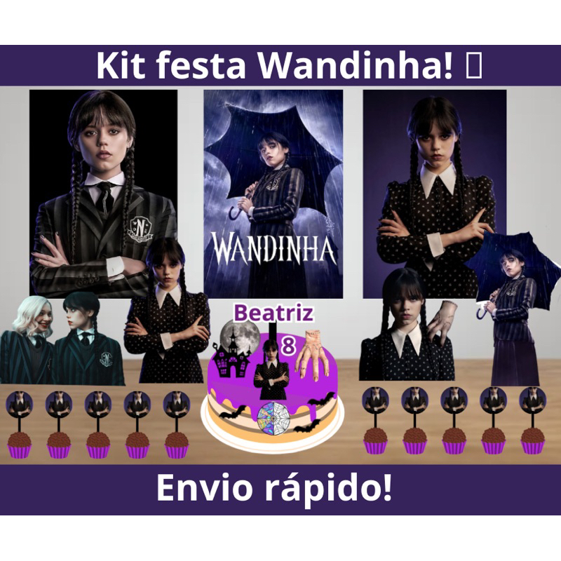 KIt festa em casa - Wandinha PERSONALIZADO NOME E IDADE - Só um bolinho - Promoção - Qualquer tema em Oferta na Shopee