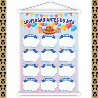 Banner Aniversariantes do mês Pedagógico Material Apoio BANMAP002