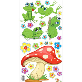Adesivo Decorativo cartela - Sapos Cogumelos - Banheiro - Geladeira - Madeira - Vidro - Box