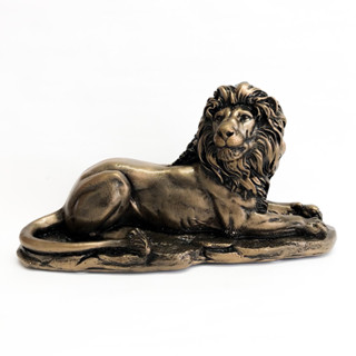 estatua de decoração para enfeitar decorar sala escritório quarto leão deitado na pedra