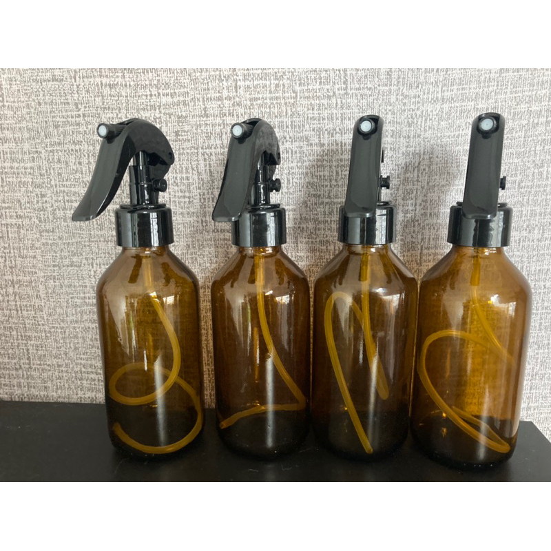 4 pote vidro ambar com gatilho spray cozinha banheiro borrifador