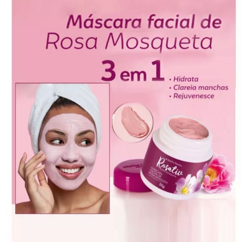 Máscara Facial De Rosa Mosqueta 3 Em 1 Rosativ 55g