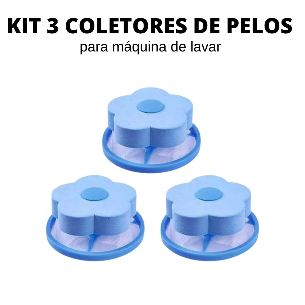Kit 3 Coletores De Pelos Cães Gatos Máquina Lavar Tira Pelos Fiapos em Oferta na Shopee