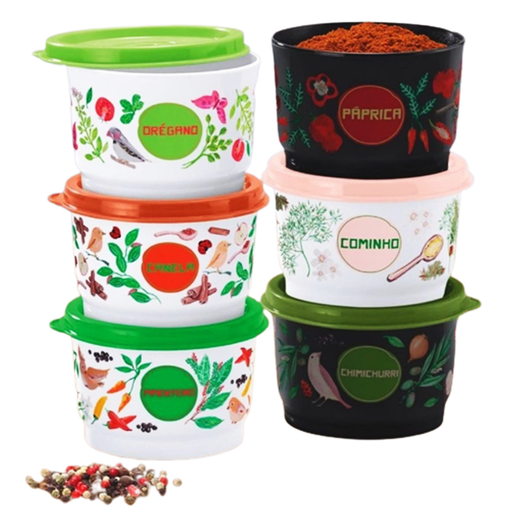 Tupperware Potinhos de Tempero 140ml - Floral - Diversos